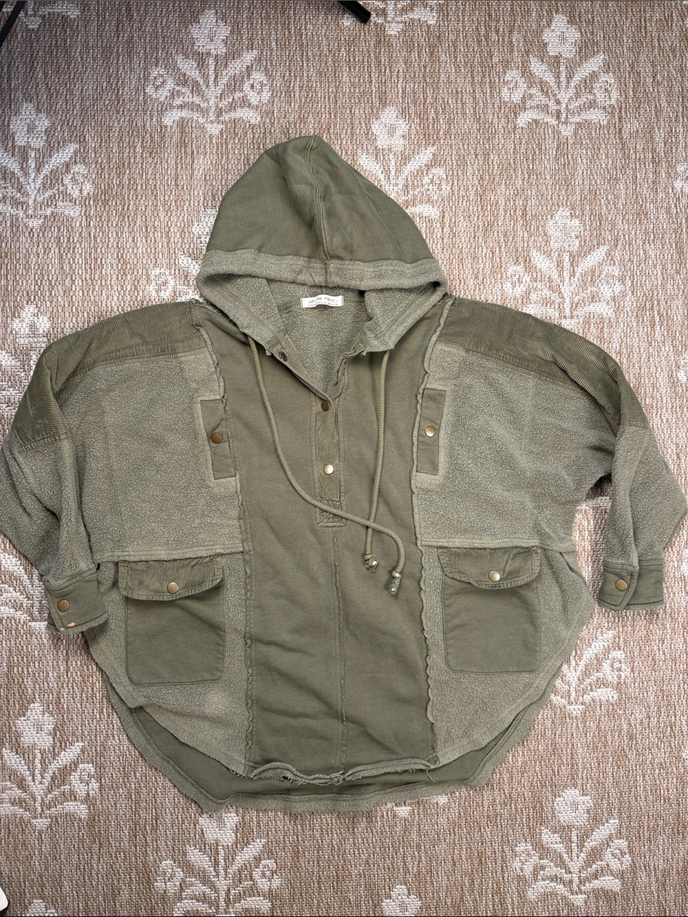 We The Free Olive Green Hooded Crewneck Sweater